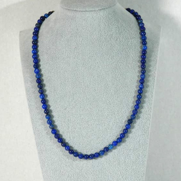 Vintage Jay King Mine Finds Blue Gemstone Round Bead Necklace 925 - Picture 3 of 9